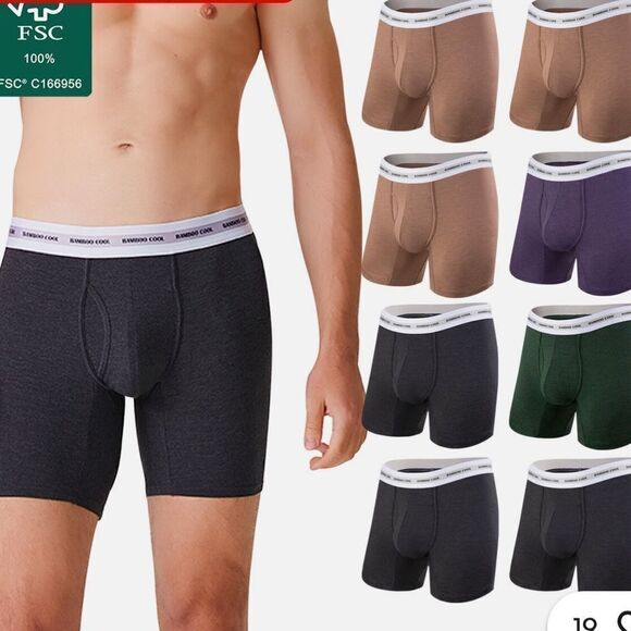 Bamboo Cool 4 Pack Boxer Briefs Soft Underwear Black M NWT IN PACKAGE - Picture 2 of 11